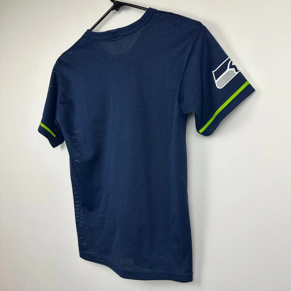 Franklin Youth Seattle Seahawks NFL Football Logo Mesh Navy Blue Jersey Medium
